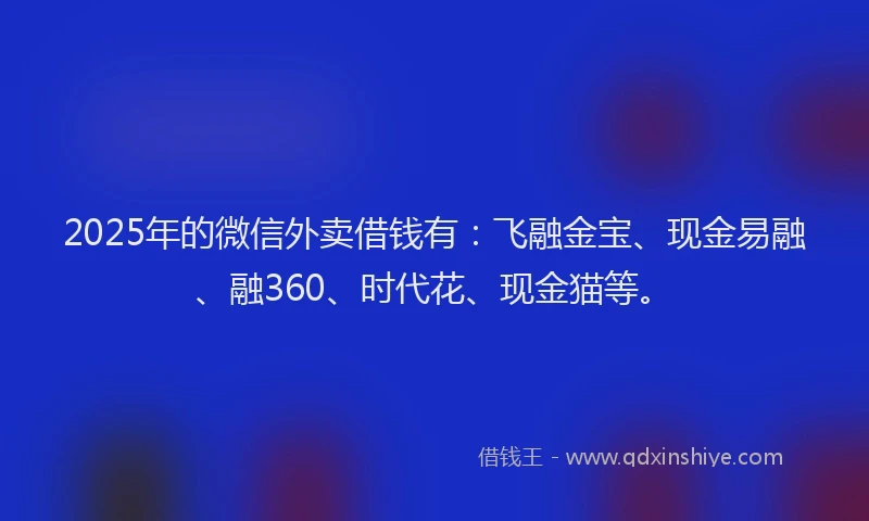 2025年的微信外卖借钱有：飞融金宝、现金易融、融360、时代花、现金猫等。