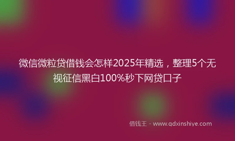 微信微粒贷借钱会怎样2025年精选，整理5个无视征信黑白100%秒下网贷口子