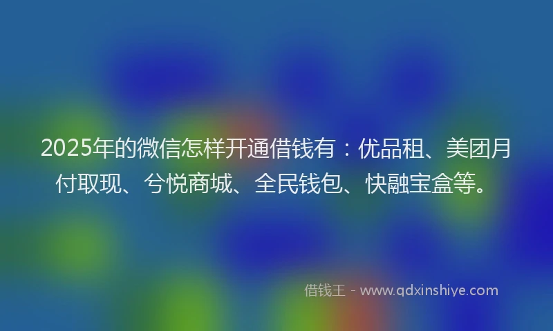 2025年的微信怎样开通借钱有：优品租、美团月付取现、兮悦商城、全民钱包、快融宝盒等。