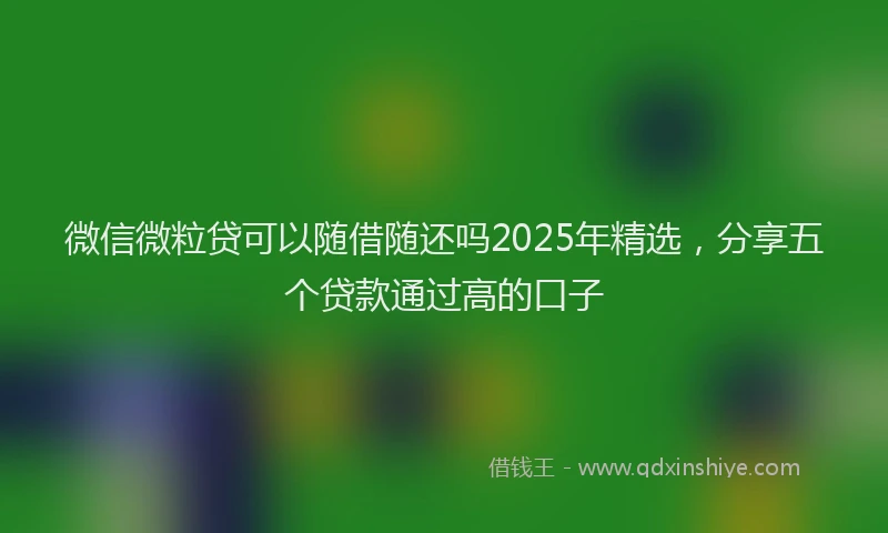微信微粒贷可以随借随还吗2025年精选，分享五个贷款通过高的口子