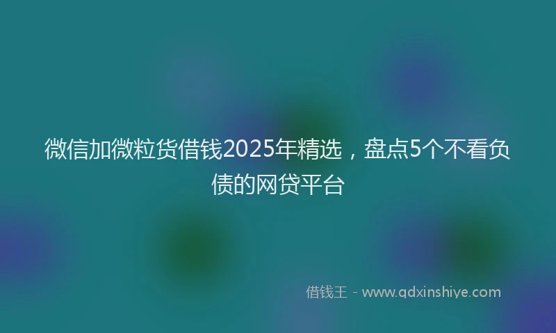 微信加微粒货借钱2025年精选，盘点5个不看负债的网贷平台