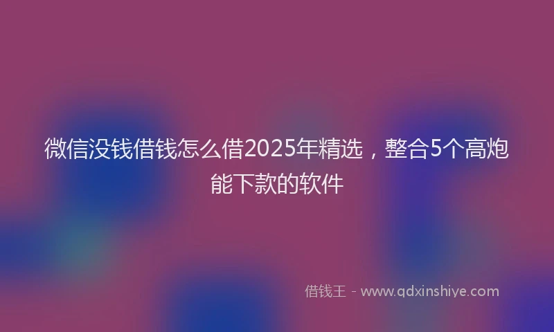 微信没钱借钱怎么借2025年精选，整合5个高炮能下款的软件