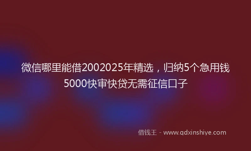 微信哪里能借2002025年精选，归纳5个急用钱5000快审快贷无需征信口子