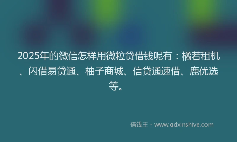 2025年的微信怎样用微粒贷借钱呢有：橘若租机、闪借易贷通、柚子商城、信贷通速借、鹿优选等。
