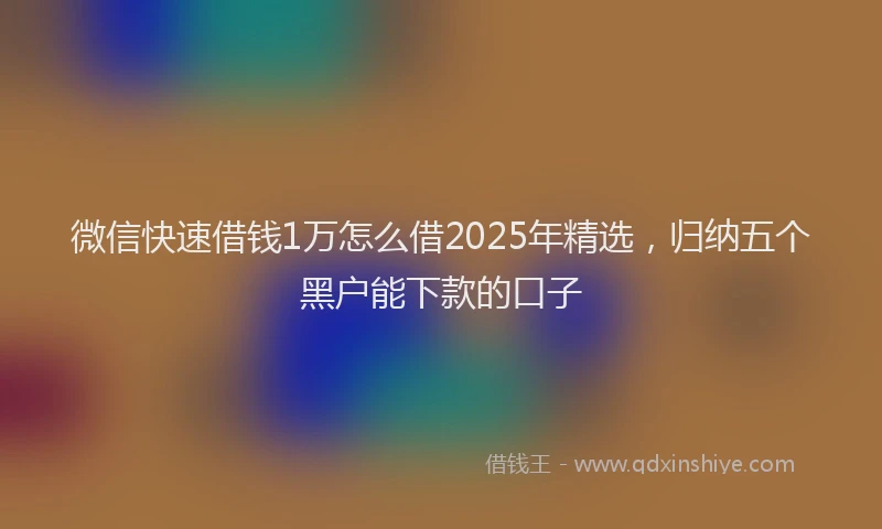 微信快速借钱1万怎么借2025年精选，归纳五个黑户能下款的口子