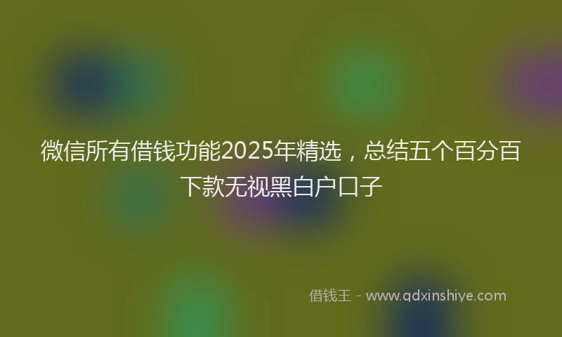 微信所有借钱功能2025年精选，总结五个百分百下款无视黑白户口子