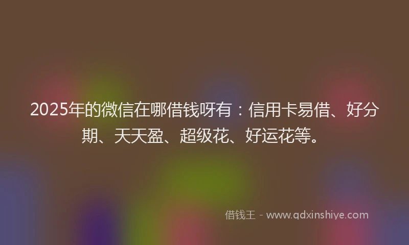 2025年的微信在哪借钱呀有：信用卡易借、好分期、天天盈、超级花、好运花等。