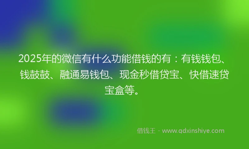 2025年的微信有什么功能借钱的有：有钱钱包、钱鼓鼓、融通易钱包、现金秒借贷宝、快借速贷宝盒等。