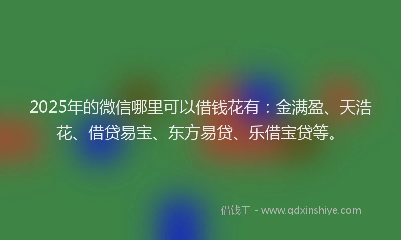 2025年的微信哪里可以借钱花有：金满盈、天浩花、借贷易宝、东方易贷、乐借宝贷等。