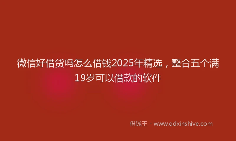 微信好借货吗怎么借钱2025年精选，整合五个满19岁可以借款的软件