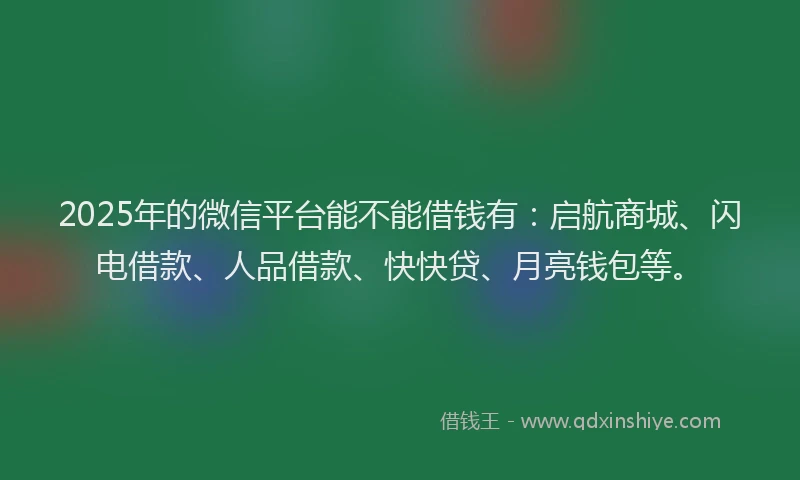 2025年的微信平台能不能借钱有：启航商城、闪电借款、人品借款、快快贷、月亮钱包等。