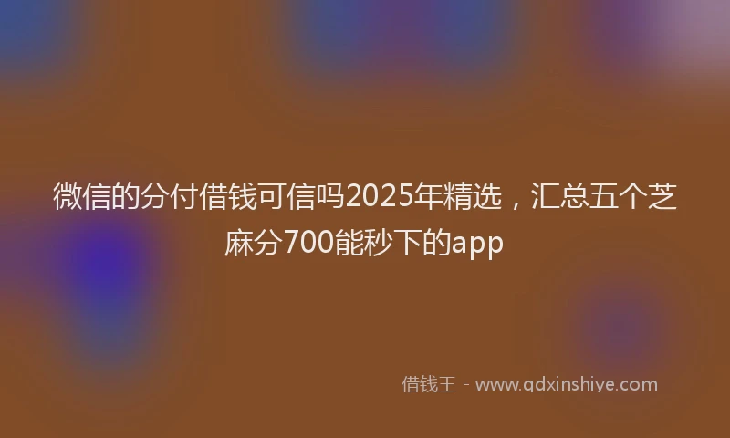 微信的分付借钱可信吗2025年精选，汇总五个芝麻分700能秒下的app