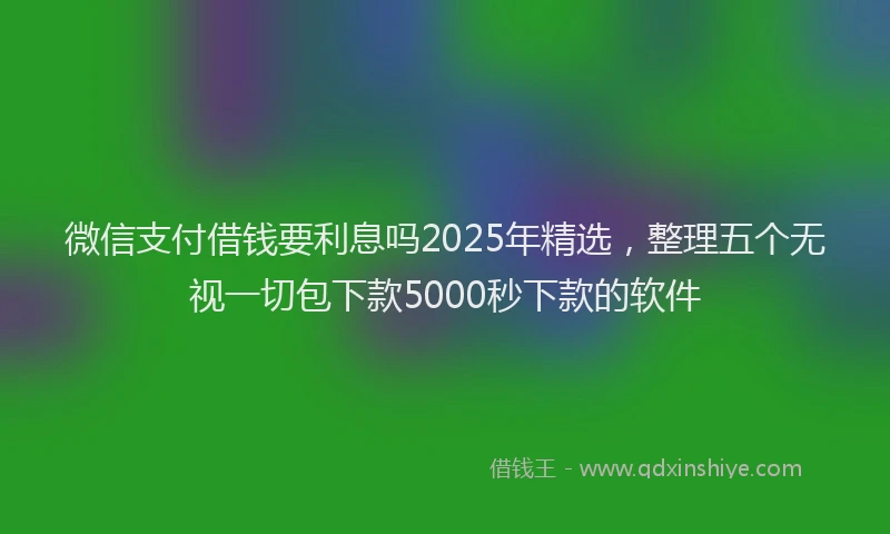 微信支付借钱要利息吗2025年精选，整理五个无视一切包下款5000秒下款的软件