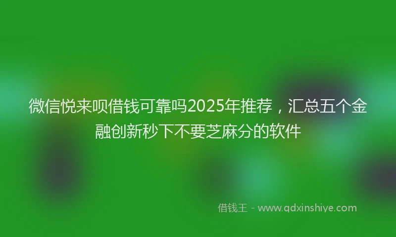 微信悦来呗借钱可靠吗2025年推荐，汇总五个金融创新秒下不要芝麻分的软件