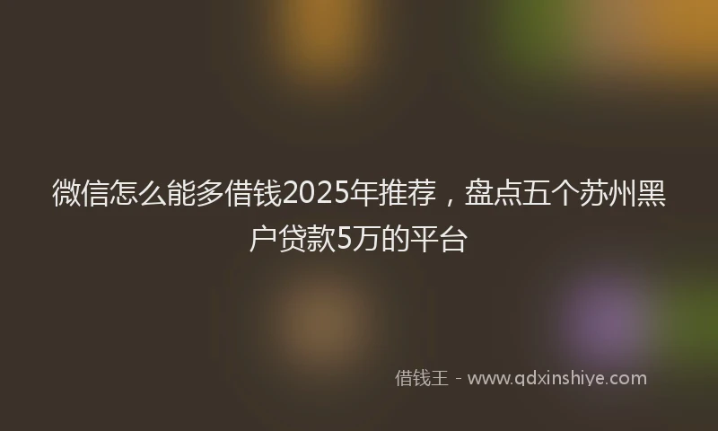 微信怎么能多借钱2025年推荐，盘点五个苏州黑户贷款5万的平台