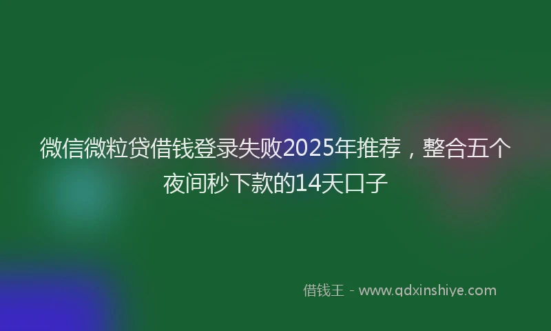 微信微粒贷借钱登录失败2025年推荐，整合五个夜间秒下款的14天口子