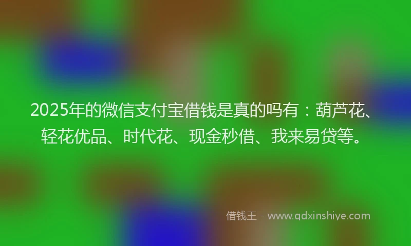 2025年的微信支付宝借钱是真的吗有:葫芦花、轻花优品、时代花、现金秒借、我来易贷等。