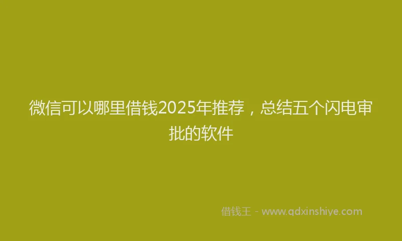 微信可以哪里借钱2025年推荐，总结五个闪电审批的软件