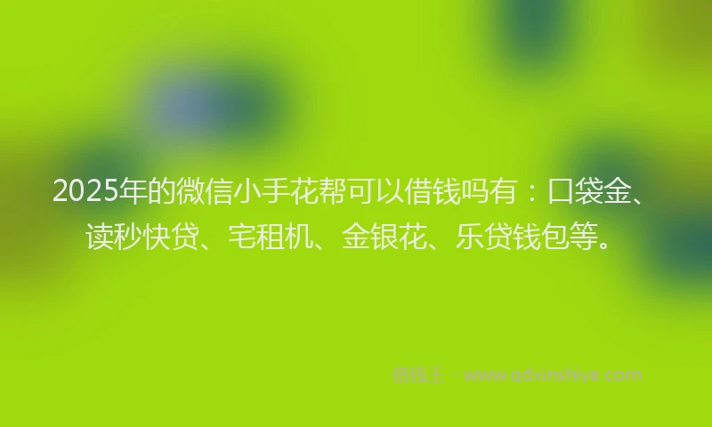 2025年的微信小手花帮可以借钱吗有：口袋金、读秒快贷、宅租机、金银花、乐贷钱包等。