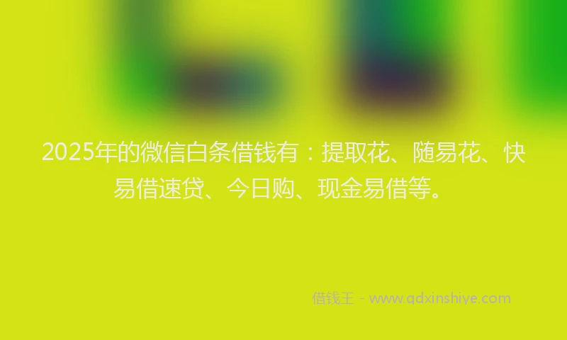 2025年的微信白条借钱有：提取花、随易花、快易借速贷、今日购、现金易借等。