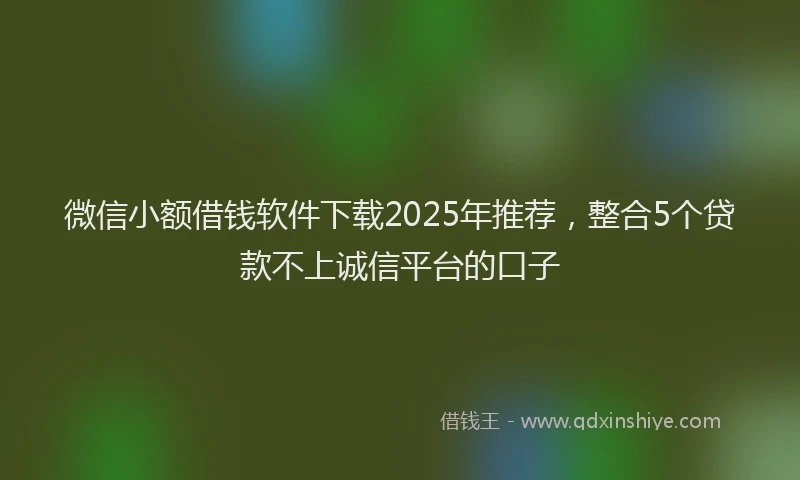 微信小额借钱软件下载2025年推荐，整合5个贷款不上诚信平台的口子
