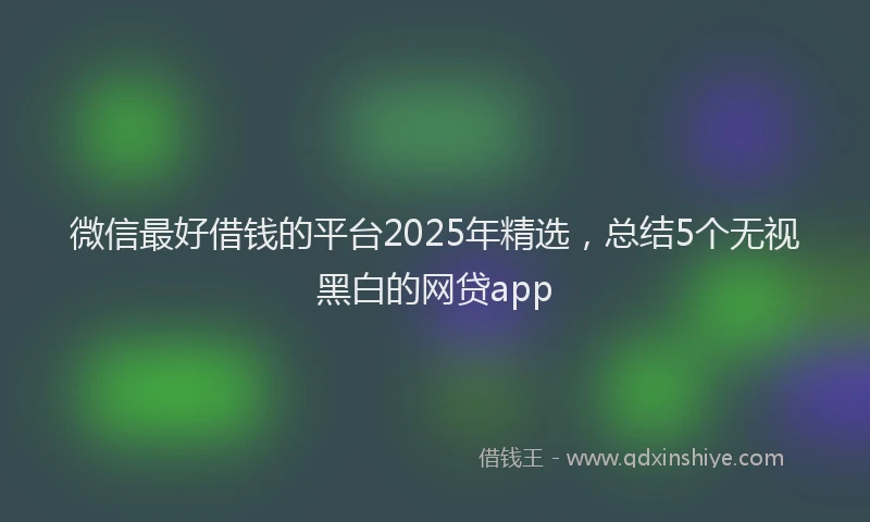 微信最好借钱的平台2025年精选，总结5个无视黑白的网贷app