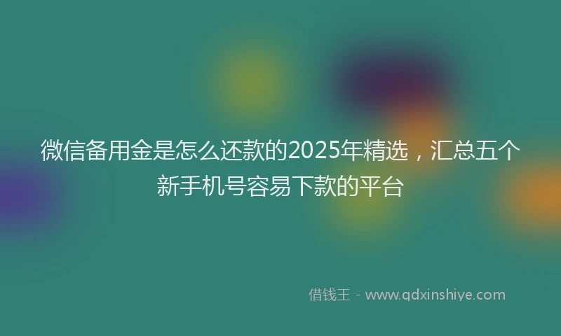 微信备用金是怎么还款的2025年精选，汇总五个新手机号容易下款的平台