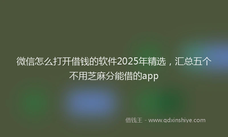 微信怎么打开借钱的软件2025年精选，汇总五个不用芝麻分能借的app