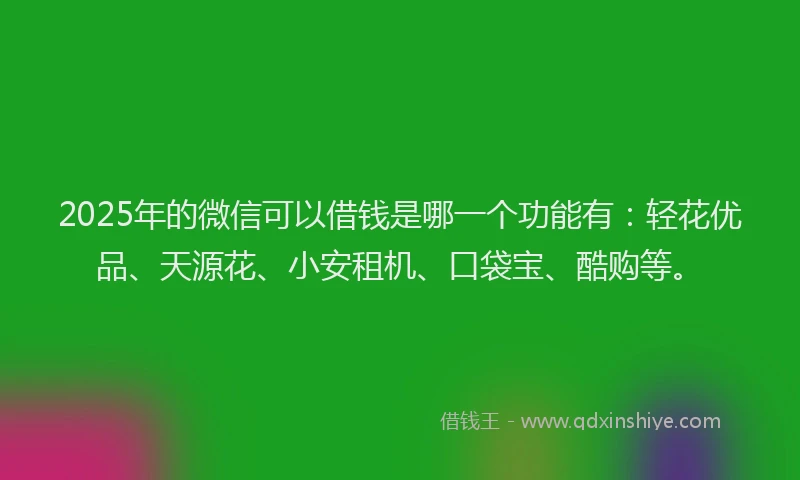 2025年的微信可以借钱是哪一个功能有：轻花优品、天源花、小安租机、口袋宝、酷购等。