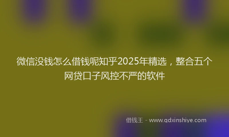 微信没钱怎么借钱呢知乎2025年精选，整合五个网贷口子风控不严的软件