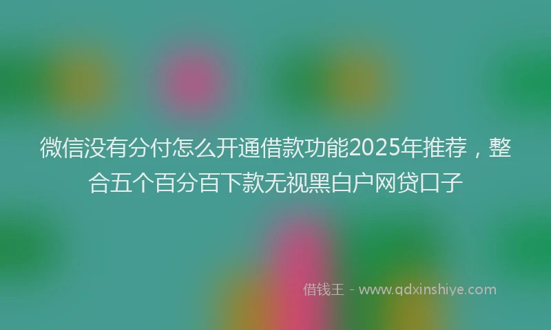 微信没有分付怎么开通借款功能2025年推荐，整合五个百分百下款无视黑白户网贷口子