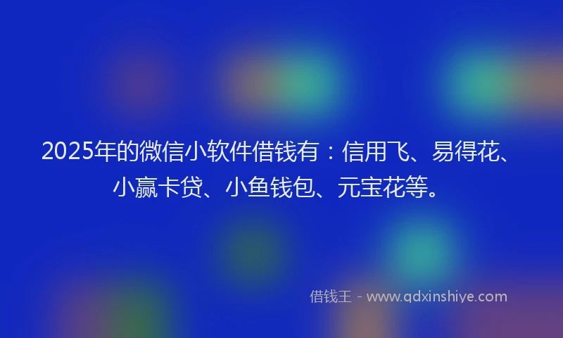 2025年的微信小软件借钱有：信用飞、易得花、小赢卡贷、小鱼钱包、元宝花等。