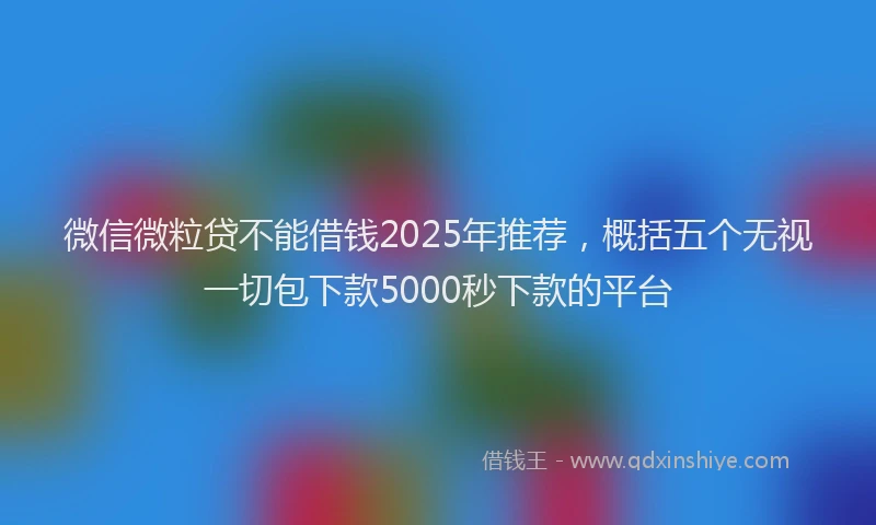 微信微粒贷不能借钱2025年推荐，概括五个无视一切包下款5000秒下款的平台