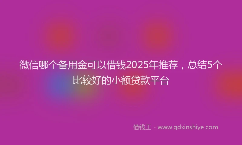 微信哪个备用金可以借钱2025年推荐，总结5个比较好的小额贷款平台