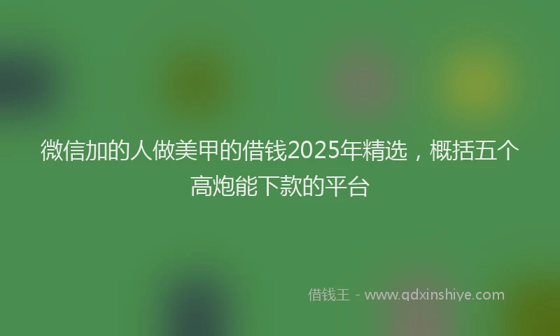 微信加的人做美甲的借钱2025年精选，概括五个高炮能下款的平台