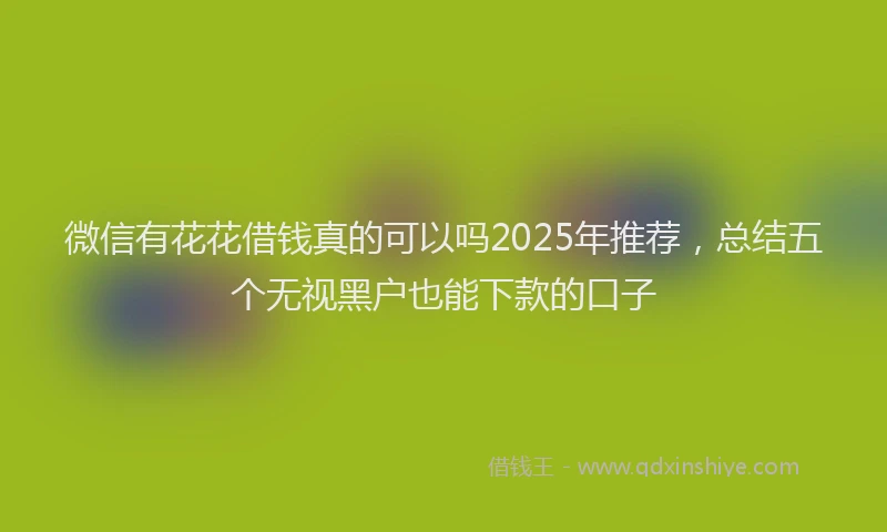 微信有花花借钱真的可以吗2025年推荐，总结五个无视黑户也能下款的口子