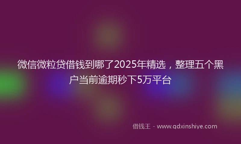 微信微粒贷借钱到哪了2025年精选，整理五个黑户当前逾期秒下5万平台