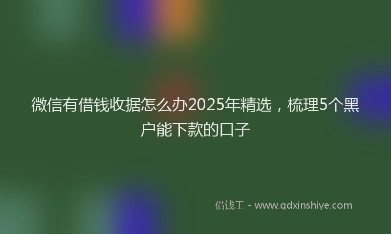 微信有借钱收据怎么办2025年精选，梳理5个黑户能下款的口子