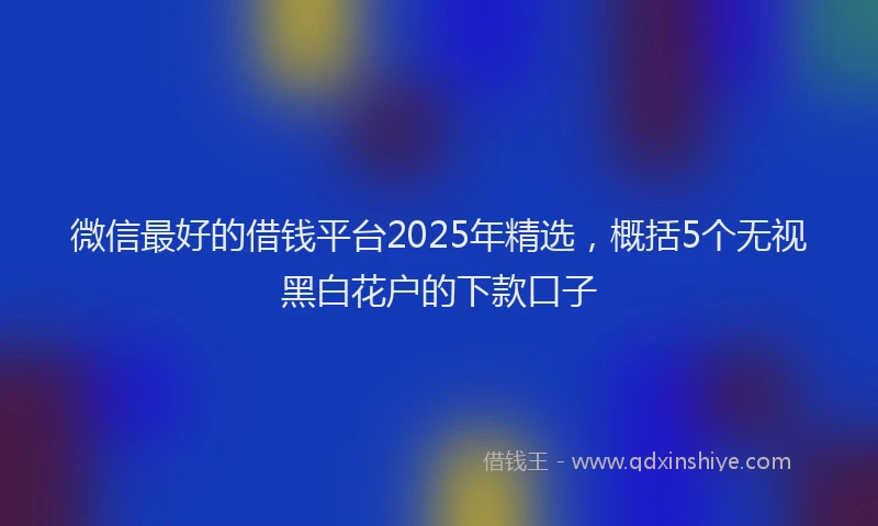 微信最好的借钱平台2025年精选，概括5个无视黑白花户的下款口子