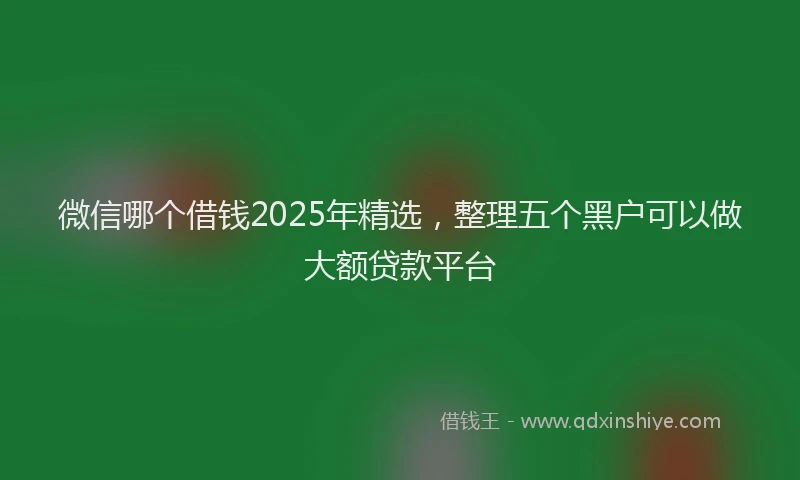 微信哪个借钱2025年精选，整理五个黑户可以做大额贷款平台