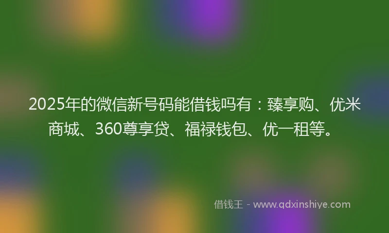 2025年的微信新号码能借钱吗有：臻享购、优米商城、360尊享贷、福禄钱包、优一租等。
