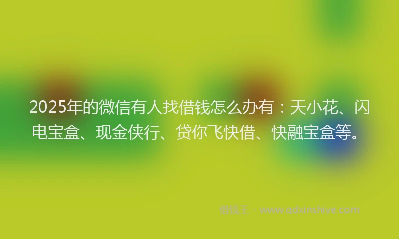 2025年的微信有人找借钱怎么办有：天小花、闪电宝盒、现金侠行、贷你飞快借、快融宝盒等。