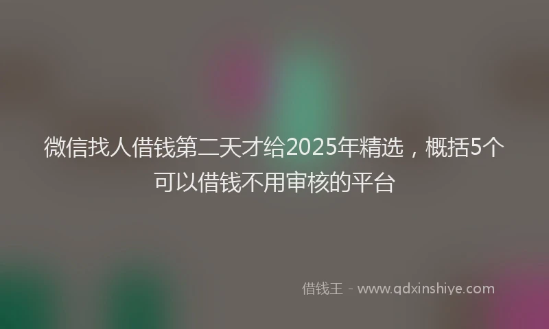 微信找人借钱第二天才给2025年精选，概括5个可以借钱不用审核的平台