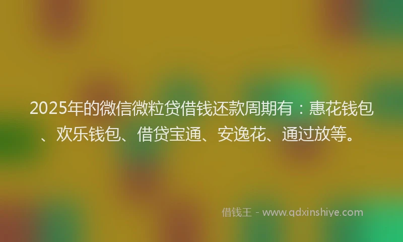2025年的微信微粒贷借钱还款周期有：惠花钱包、欢乐钱包、借贷宝通、安逸花、通过放等。