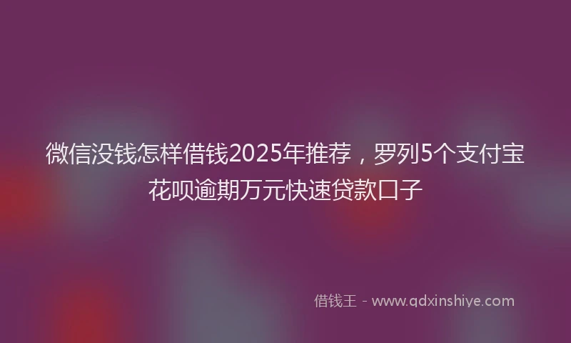 微信没钱怎样借钱2025年推荐，罗列5个支付宝花呗逾期万元快速贷款口子