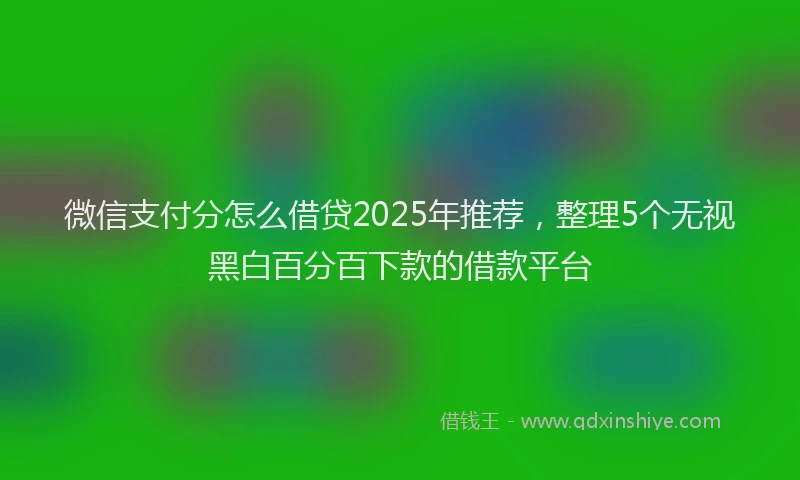 微信支付分怎么借贷2025年推荐，整理5个无视黑白百分百下款的借款平台