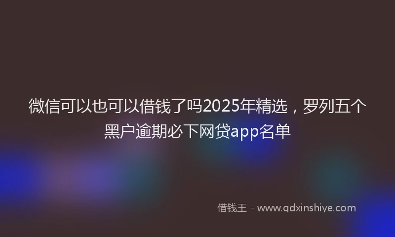 微信可以也可以借钱了吗2025年精选，罗列五个黑户逾期必下网贷app名单