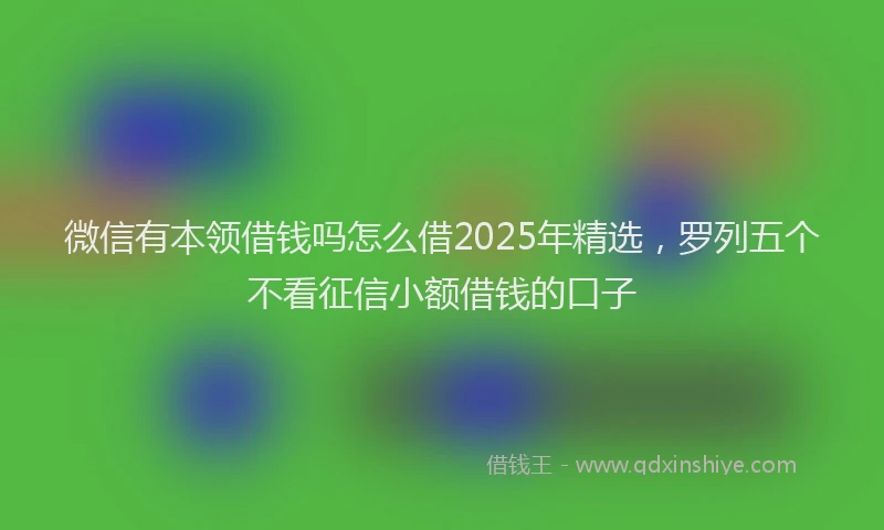 微信有本领借钱吗怎么借2025年精选，罗列五个不看征信小额借钱的口子