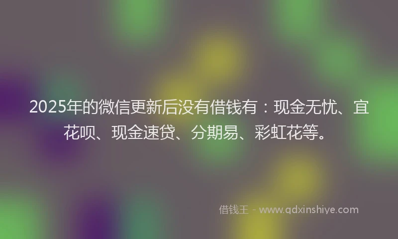 2025年的微信更新后没有借钱有：现金无忧、宜花呗、现金速贷、分期易、彩虹花等。