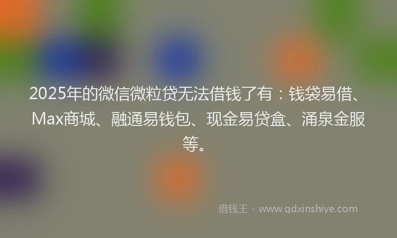 2025年的微信微粒贷无法借钱了有：钱袋易借、Max商城、融通易钱包、现金易贷盒、涌泉金服等。